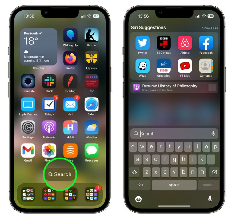 科尔沁苹果手机维修分享升级到 iOS 16 后，如何删除主屏幕上的搜索按钮 